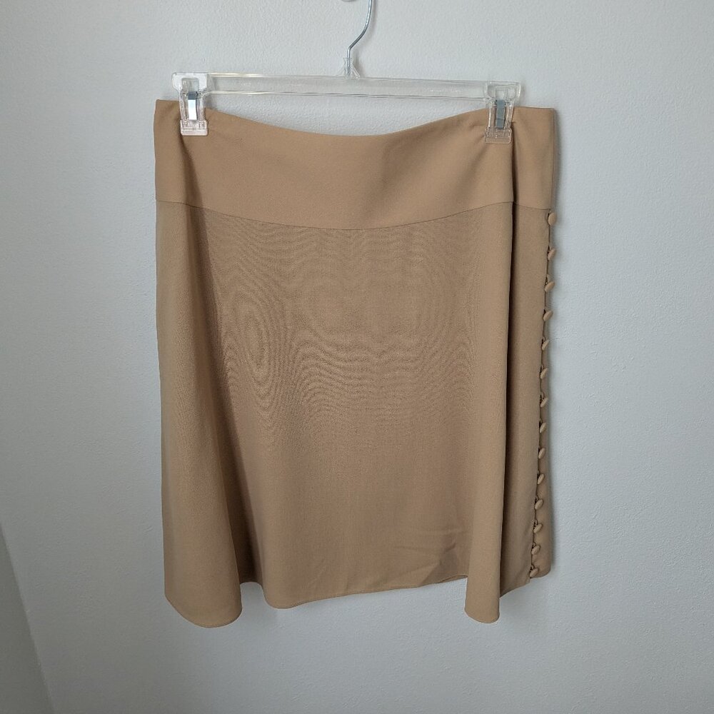 Rena Lange Women's Tan/Camel Skirt With Side Decorative Buttons, 14